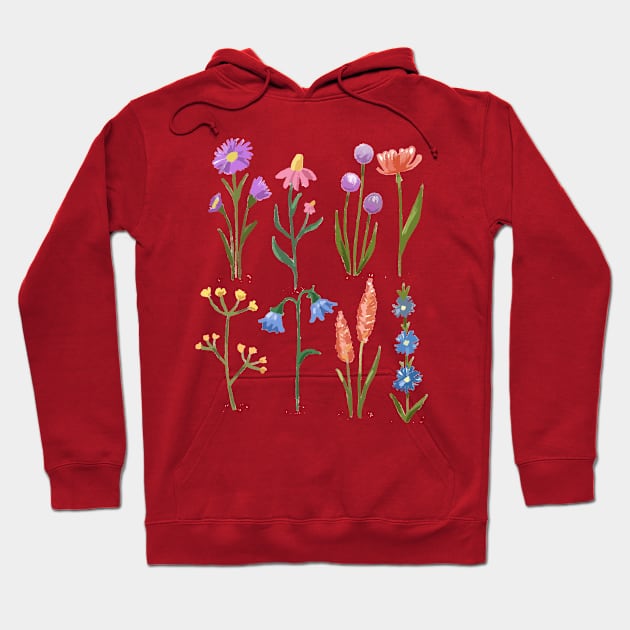 Flowers Chalk Hand drawn Hoodie by Mako Design 